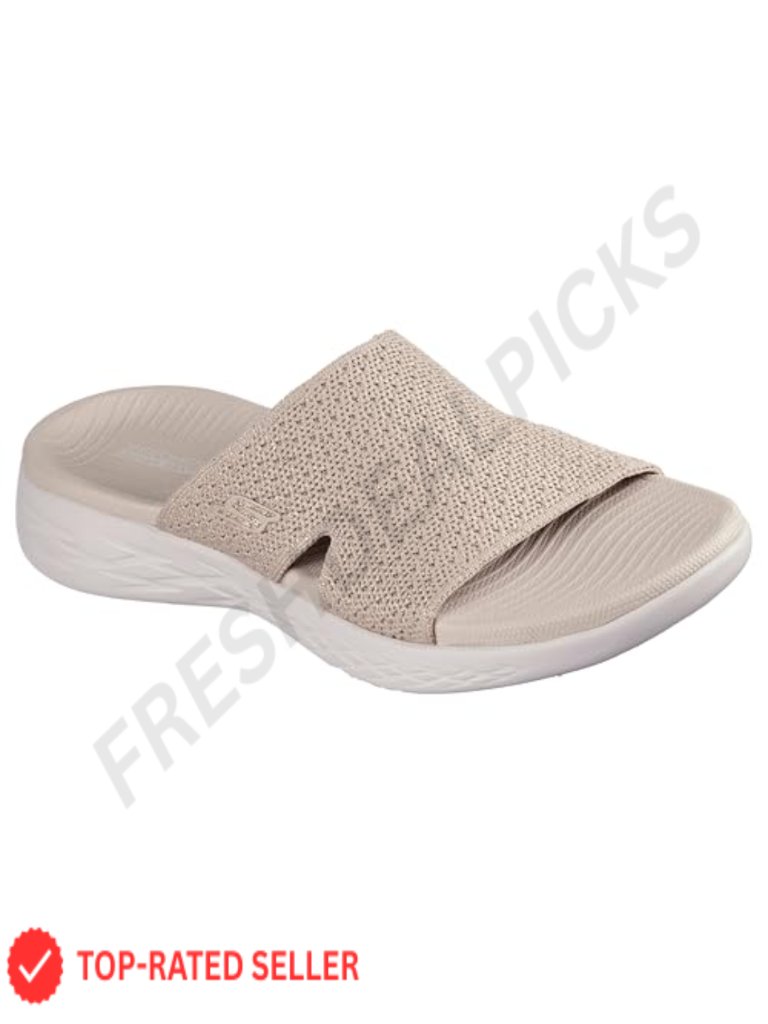 Slides With Stretch Knit Upper And Contoured Footbed